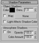 Иллюстрированный самоучитель по 3D Studio Max 5 › Освещение и камеры › Shadow Parameters (Параметры Тени)