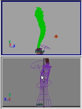 Иллюстрированный самоучитель по Maya 4.5 для продвинутых › Системы частиц и динамика › Упражнение. Создание дыма из трубы.