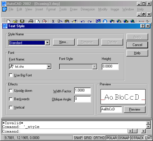 Иллюстрированный самоучитель по AutoCAD 2002 › Подготовка рабочей среды и создание чертежа-прототипа › Команда создания текстовых стилей