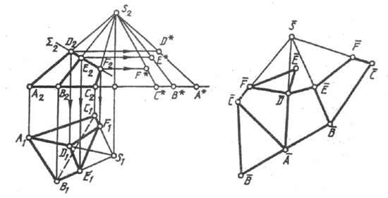 Иллюстрированный самоучитель по созданию чертежей › Метрические задачи › Развертки пирамидальных и конических поверхностей