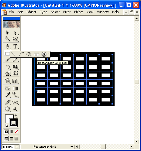 Иллюстрированный самоучитель по Adobe Illustrator 10 › Инструментарий для создания формы объекта › Инструмент Rectangular Grid