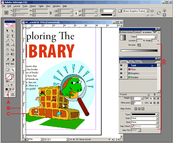 Иллюстрированный самоучитель по Adobe InDesign CS2 › Рабочее пространство программы InDesign › Беглый взгляд на рабочее пространство