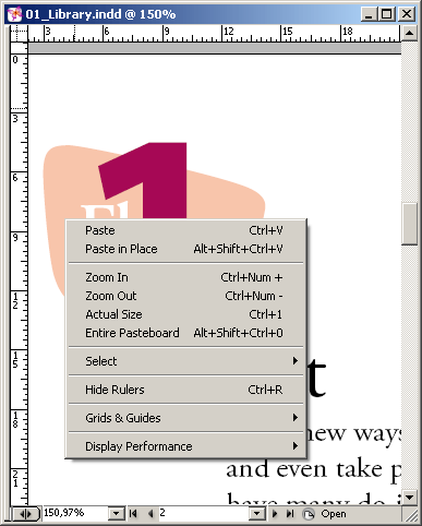 Иллюстрированный самоучитель по Adobe InDesign CS2 › Рабочее пространство программы InDesign › Использование контекстных меню