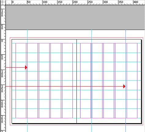 Иллюстрированный самоучитель по Adobe InDesign CS2 › Верстка документа › Перетаскивание направляющих с масштабных линеек