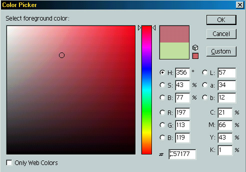 Иллюстрированный самоучитель по Adobe Photoshop 6 › Растровые изображения › Выбор цвета в Photoshop