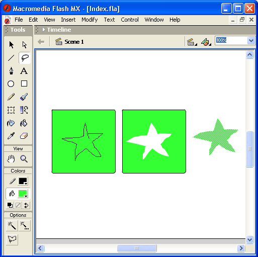 Иллюстрированный самоучитель по Macromedia Flash MX › Работа с отдельными объектами › Выбор одного объекта или его части