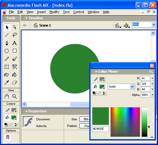 Иллюстрированный самоучитель по Macromedia Flash MX › Работа с цветом › Панель Color Mixer. Форматы панели.