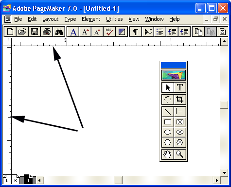 Иллюстрированный самоучитель по Adobe PageMaker 7 › Интерфейс пользователя › Измерительные линейки и направляющие