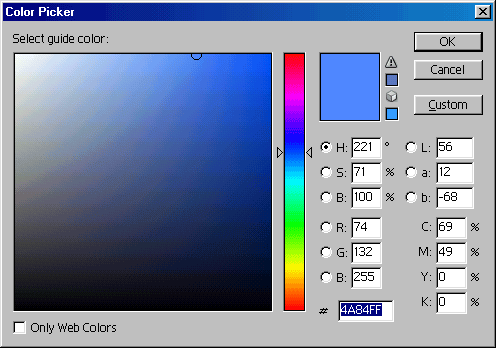 Иллюстрированный самоучитель по Adobe Photoshop 7 › Выбор цвета › Выбор цветов с помощью панели Color Picker