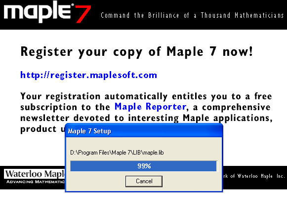 Иллюстрированный самоучитель по Maple 6/7 › Первое знакомство с системой Maple › Установка системы Maple 7 на ПК