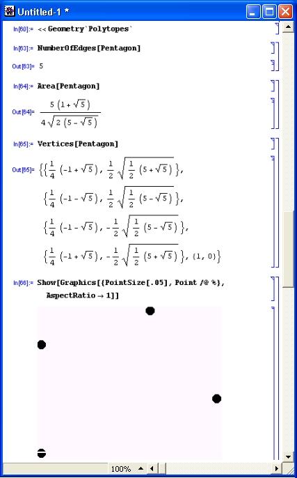 Иллюстрированный самоучитель по Mathematica 3/4 › Математические пакеты расширения › Геометрические расчеты (пакет Geometry). Характеристики регулярных полигонов и полиэдров (Polytopes).