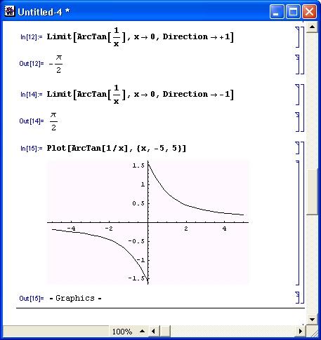 Иллюстрированный самоучитель по Mathematica 3/4 › Операции математического анализа › Вычисление пределов функций