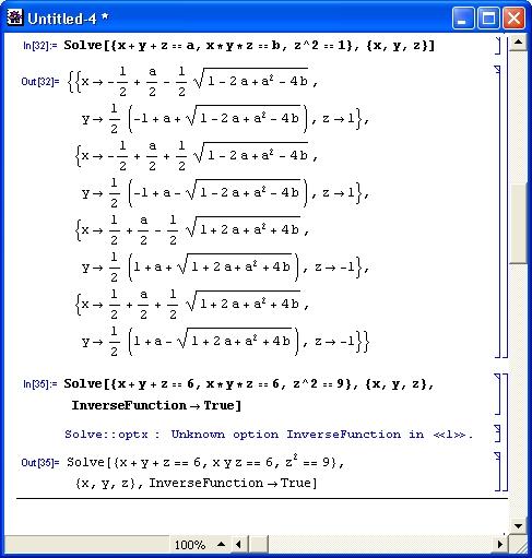 Иллюстрированный самоучитель по Mathematica 3/4 › Операции математического анализа › Опции функции Solve