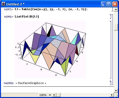 Иллюстрированный самоучитель по Mathematica 3/4 › Графика и звук › Графическая функция ListPlot3D