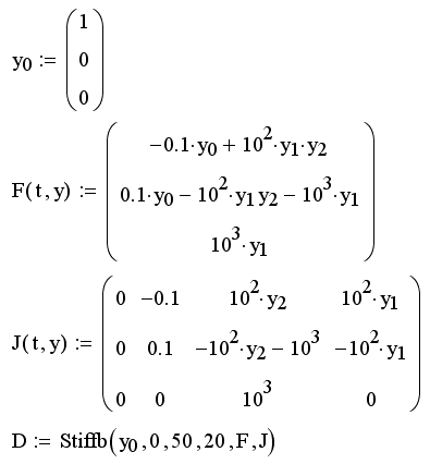 Иллюстрированный самоучитель по MathCAD 11 › Обыкновенные дифференциальные уравнения › Функции для решения жестких ОДУ