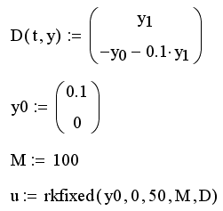 Иллюстрированный самоучитель по MathCAD 11 › Обыкновенные дифференциальные уравнения › Встроенные функции для решения систем ОДУ