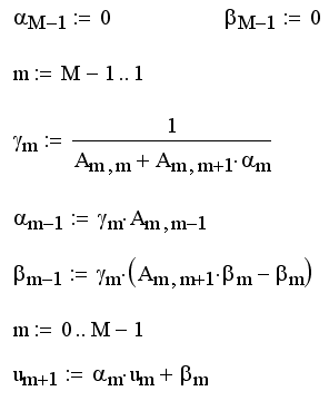 Иллюстрированный самоучитель по MathCAD 11 › Дифференциальные уравнения в частных производных › Неявная схема Эйлера