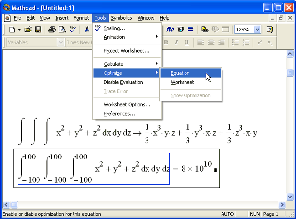 Иллюстрированный самоучитель по MathCAD 11 › Вычисления › Отключение вычисления отдельных формул. Оптимизация вычислений.