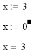 Иллюстрированный самоучитель по MathCAD 11 › Вычисления › Отключение вычисления отдельных формул. Оптимизация вычислений.