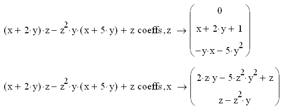 Иллюстрированный самоучитель по MathCAD 11 › Символьные вычисления › Коэффициенты полинома