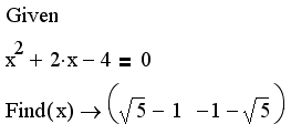 Иллюстрированный самоучитель по MathCAD 11 › Алгебраические уравнения и оптимизация › Символьное решение уравнений