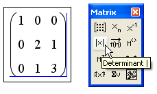 Иллюстрированный самоучитель по MathCAD 11 › Матричные вычисления › Определитель квадратной матрицы. Модуль вектора.