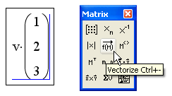 Иллюстрированный самоучитель по MathCAD 11 › Матричные вычисления › Векторизация массивов
