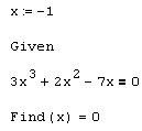 Иллюстрированный самоучитель по MathCAD 12 › Нелинейные алгебраические уравнения › Численное решение уравнений. Системы уравнений: функция Find.