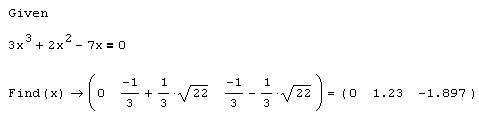 Иллюстрированный самоучитель по MathCAD 12 › Нелинейные алгебраические уравнения › Одно уравнение