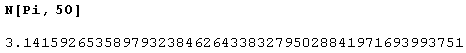 Иллюстрированный самоучитель по Mathematica 5 › Числа, их представление и операции над ними › Представление вещественных чисел систематическими дробями (функция N). Разрядность и точность вещественных чисел (функции Precision и Accuracy).