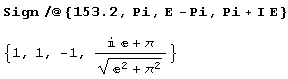 Иллюстрированный самоучитель по Mathematica 5 › Числа, их представление и операции над ними › Модуль (абсолютная величина) числа (функция Abs). Знак числа (функция Sign).