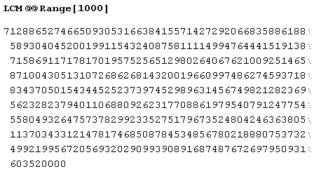 Иллюстрированный самоучитель по Mathematica 5 › Арифметика: наибольший общий делитель и наименьшее общее кратное › Наименьшее общее кратное (функция LCM)