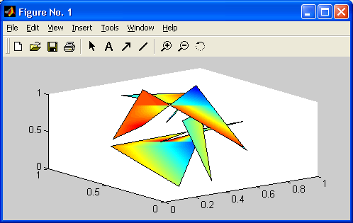 Иллюстрированный самоучитель по MatLab › Обычная графика MATLAB › Окрашенные многоугольники в пространстве