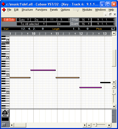 Иллюстрированный самоучитель по основам компьютерной музыки › Работа с музыкальным материалом в программе Cubase 32.5.0 › MIDI-запись и аранжировка в Cubase