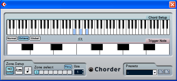 Иллюстрированный самоучитель по Cubase SX › Работа с MIDI-плагинами › Chorder – формирователь аккордов заданного типа