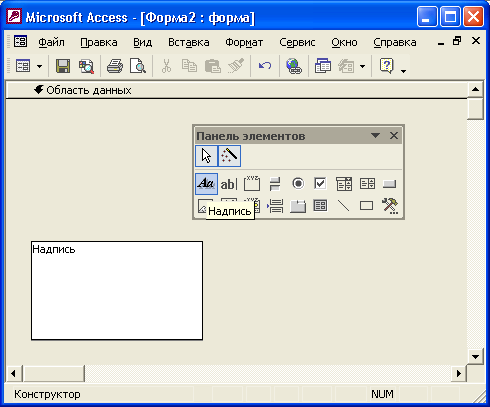 Иллюстрированный самоучитель по Microsoft Access 2002 › Создание форм для ввода данных › Создание и удаление элементов управления