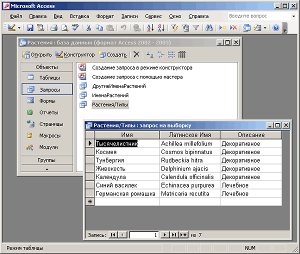 Иллюстрированный самоучитель по Microsoft Access 2003 › Получение данных с помощью запросов