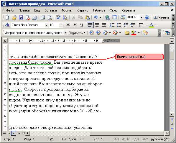Иллюстрированный самоучитель по Microsoft Office 2003 › Редактирование документа Word 2003 › Вставка примечаний