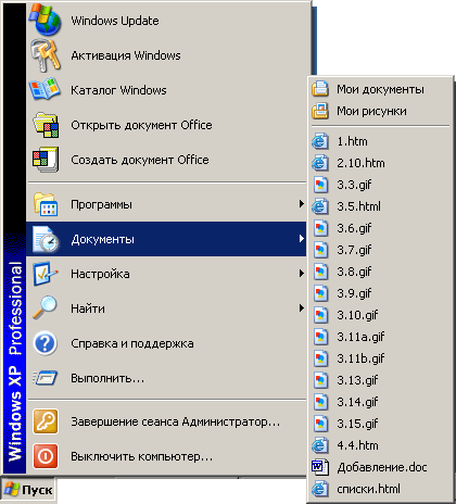Иллюстрированный самоучитель по Microsoft Office XP › Взаимодействие с операционной системой › Главное меню Windows