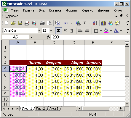 Иллюстрированный самоучитель по Microsoft Office XP › Excel. Электронная таблица. › Формат чисел
