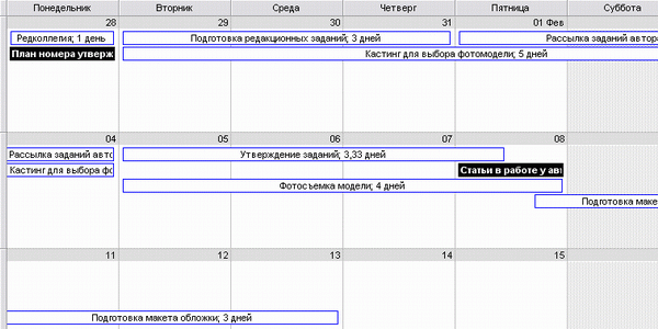 Иллюстрированный самоучитель по Microsoft Project 2002 › Календарь и график ресурсов › Календарь