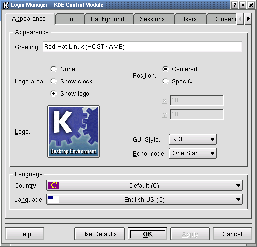 Иллюстрированный самоучитель по Linux › KDE › Использование kdm для графического входа в систему