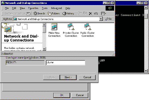 Иллюстрированный самоучитель по настройке Windows 2000/2003 › Пошаговое руководство по установке службы кластеров › Установка кластера