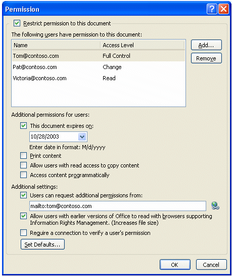 Иллюстрированный самоучитель по настройке Office 2003 › Защита информации в Microsoft Office 2003 с помощью служб RMS и IRM › Обзор служб IRM и RMS