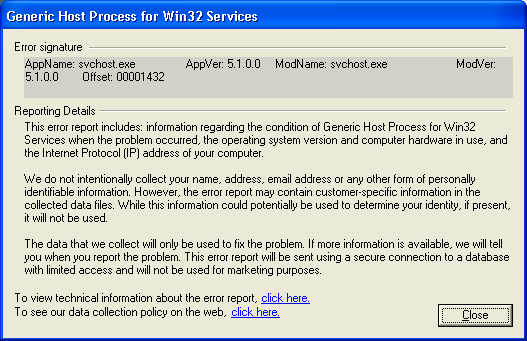 Иллюстрированный самоучитель по Microsoft Windows 2003 › Сообщения системы и отладчик › Функция Error Reporting в Windows Server 2003