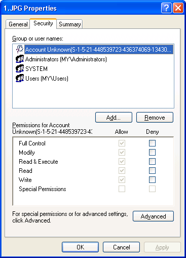 Иллюстрированный самоучитель по Microsoft Windows 2003 › Файловые системы, диски и тома › Назначение разрешений для файлов
