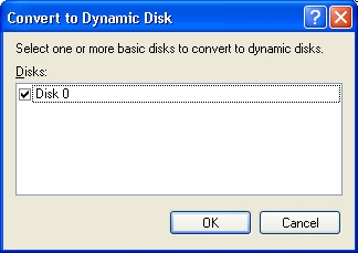 Иллюстрированный самоучитель по Microsoft Windows 2003 › Работа с дисковыми ресурсами › Работа с динамическими дисками. Преобразование базового диска в динамический.