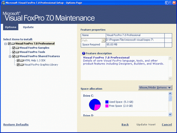 Иллюстрированный самоучитель по Visual FoxPro 7 › Приложение. Установка Visual FoxPro. › Установка Visual FoxPro