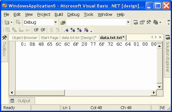 Иллюстрированный самоучитель по Visual Basic .NET › Ввод-вывод › Чтение и запись двоичных данных: классы BinaryReader и BinaryWriter