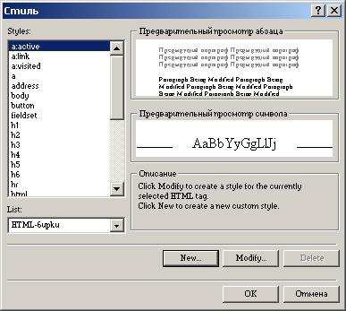 Иллюстрированный самоучитель по Microsoft FrontPage 2002 › Использование сложных элементов при оформлении Web-страниц › Создание внутренних стилей страницы. Встроенные стили.